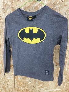 HA60【2003】バットマン Tシャツ 6サイズ 子供用 プリント キャラクター ロゴ コットン BATMAN DCコミックス 丸首 グレー【120102000063】