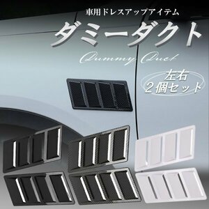 ダミーダクト ボンネット フェンダー サイド エアー インテーク 車 汎用 サメエラ ドレスアップ エアロ パーツ カーボン調 2個 セット