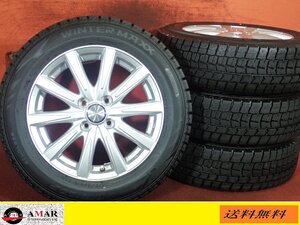 R15●【アクア:Ｚ12キューブ等シルバー色】中古ホイール＋スタッド175/65R15DUNLOP WINTERMAXX WM02★4本(TH-6973A)送料無料/沖縄配送不可