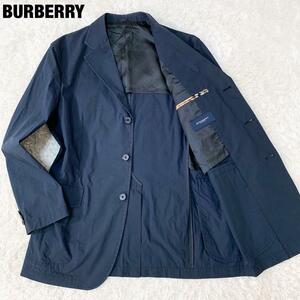 美品 BURBERRY LONDON バーバリーロンドン テーラードジャケット 3B ノバチェック アンコン ビジネス ネイビー 青 メンズ 紳士服 