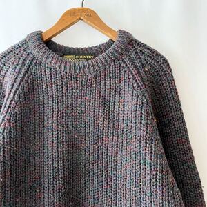 COUNTRY KNITWEAR ネップ ウール フィッシャーマン セーター アイルランド製 ビンテージ アラン ニット ミックスカラー ヴィンテージ