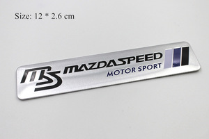 【ゆうパケット送料込】MAZDA SPEED(マツダスピード) エンブレムプレート 青 縦2.６cm×横12cm 金属製 MS