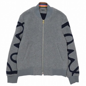 美品 19AW ポールスミス PAUL SMITH ビッグロゴ ジップアップ ブルゾン ジャケット アウター グレー サイズM 293122 680RU メンズ ▲C4