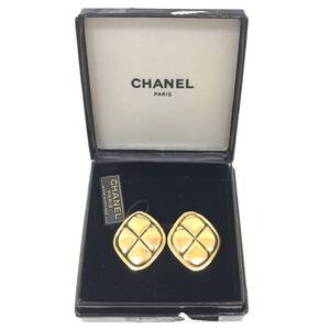 1円〜 未使用？ CHANEL シャネル イヤリング ヴィンテージ ゴールド ひし形 菱形 マトラッセ 箱付き 保管品