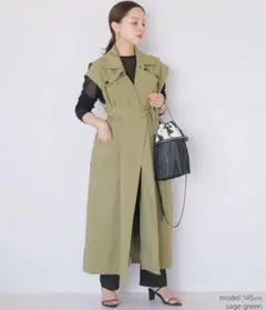 UNLIENS ロングトレンチジレ sage green