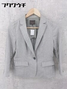 ◇ Demi-Luxe BEAMS デミルクス ビームス シングル1B リネン混 長袖 テーラード ジャケット サイズ36 グレー レディース