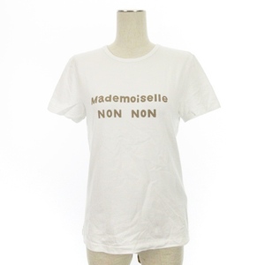 マドモアゼルノンノン mademoiselle NON NON ロゴ プリント Tシャツ カットソー 半袖 ホワイト L 241007E レディース