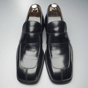 MH0273//イタリア製*グッチ/GUCCI*メンズ10D/サドルローファー/レザースリッポン/モカシンシューズ/革靴/黒/ブラック