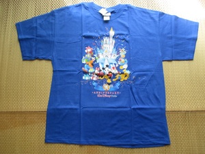 新品 値札付き★WDW Tシャツ ウォルトディズニーワールド 30周年 30th L ブルー 青 お城とミッキー ミニー達／アメリカ ヴィンテージ