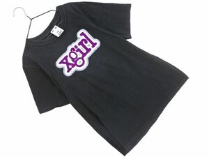 ネコポスOK X-girl エックスガール ロゴ 刺繍 Tシャツ size2/黒 ■◆ ☆ eea7 レディース