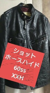 【定12万　美品】SCHOTT 641XXH 馬革　ホースハイド　シングルレザー　ブラック　レザー　ライダース　ショット　