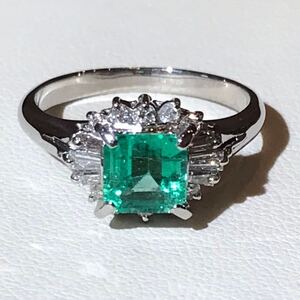 ☆ジュエリーマキ Pt850 エメラルド0.92ct&ダイヤリング ☆