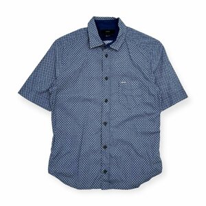 DIESEL ディーゼル SLIM FIT ドット風 総柄 半袖 シャツ Sサイズ/ブルー系 ディーゼルジャパン(株)代理