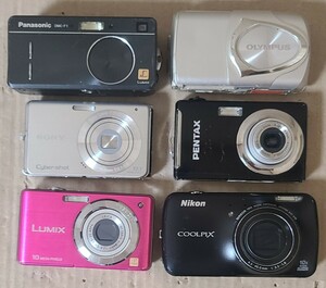 １円スタート“ [ジャンク品] デジタルカメラ ６台まとめ売り！/Nikon/SONY/Panasonic/OLYMPUS/PENTAX/