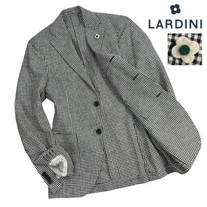 定価約13万 新品同様 LARDINI ラルディーニ 3B段返 テーラードジャケット サイズ42/XS-S相当 ギンガムcheck 黒灰白 イタリア製 春夏 A2625