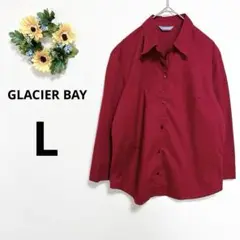 a3502 GLACIER BAY レディース　七分袖　ブラウス　シャツ　赤　L