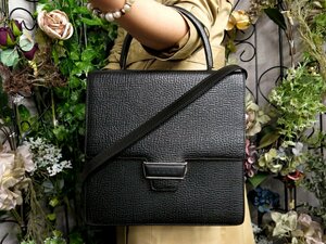 ●超美品●LOEWE ロエベ●ロゴ型押し●フラップ●スクエア●カーフ レザー 本革●2way ハンド バッグ●黒●シルバー金具●肩掛け●Js51252