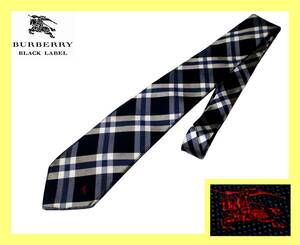 バーバリーブラックレーベル BURBERRY BLACK LABEL レッドホース刺繍 ノバチェック総柄デザイン シルクネクタイ 日本製