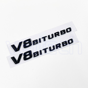 BENZ V8 BITURBO サイドエンブレム ブラック 2枚セット 黒 グロス 艶有 W222 W221 W216 C217 W463 X166 W166 W212 C218ベンツ AMG