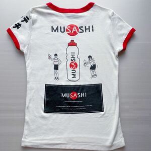 【訳あり】 ムサシ MUSASHI サプリ 赤 リンガー Tシャツ 女S(XXS相当) 女児 リス ステップ台 白 前・袖・背中プリント トレーニング 汚有