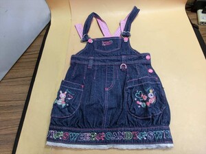 T【タ6-69】【60サイズ】▲メゾピアノ/デニム ジャンパースカート ワンピース/110cm/子ども服 キッズ/※汚れ有