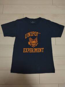 uniform experiment★s/s Tシャツ★サイズ2★サイズM★カレッジロゴ★ネイビー★ユニフォームエクスペリメント★soph