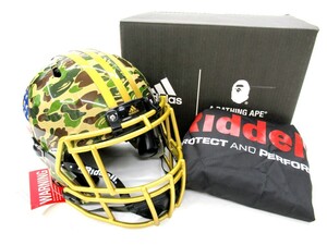 1000円スタート ヘルメット Bape×adidas Riddell Helmet BAPE A BATHING APE Lsize アメリカンフットボール カモフラ柄 箱付 WHO LL①215