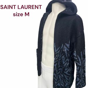 極美品SAINT LAURENT フード付きカーディガン Mサイズ　サンローラン ニット セーター