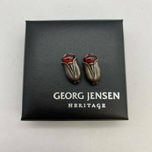 【P-46】 GEORG JENSEN ジョージ ジェンセン 2007 イヤーイヤリング ガーネット シルバー 925 箱