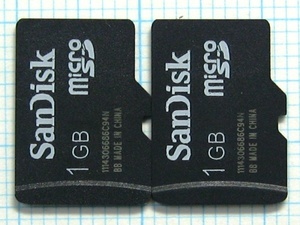 ★SanDisk microＳＤ メモリーカード １ＧＢ ２枚 中古★送料６３円～