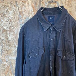 [KWT5193] GAP ギャップ デニムシャツ メンズ ブラック L ポス