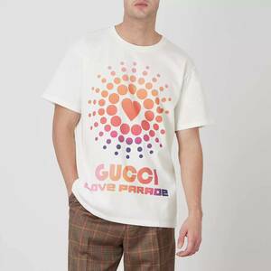 正規 22SS GUCCI LOVE PARADE グッチ ラブ パレード ロゴ クルーネック Tシャツ 白 L 548334 XJEMZ