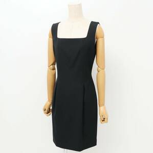 GQ0602☆マドモアゼル ディオール Mademoiselle Dior ノースリーブ ワンピース ドレス スクエアネック Vintage ブラック サイズM