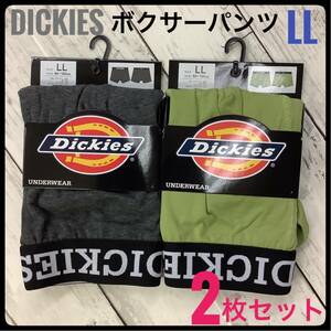 ボクサーブリーフ Dickies ボクサーパンツ ディッキーズ LLサイズ 2枚組 アンダーウェア 前閉じ 下着 肌着 チャコールグレー グリーン