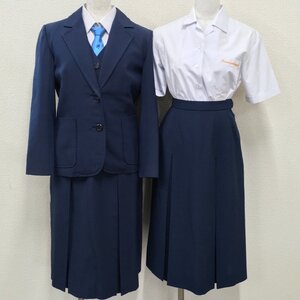 A172/A(中古)愛知県 稲沢東高校 女子制服7点 /旧制服/S/M/W60/W63/ブレザー/ブラウス/ベスト/スカート/Bisai/青紺/冬服/夏服/学生服/