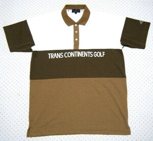 トランスコンチネンツ　TRANS CONTINENTS GOLF　ゴルフ用高機能ポロシャツ　薄茶系　サイズ L　鹿の子生地　吸汗速乾機能　＠モリリン社製