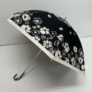 新品52292 NINA RICCI ニナリッチ＊黒ブラック フラワ－プリント サマーシールド1級遮光晴雨兼用日傘雨傘 遮熱遮光遮蔽 プチパラ オーロラ