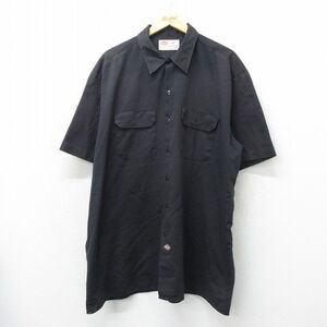 XL/古着 ディッキーズ Dickies 半袖 ワーク シャツ メンズ 00s 大きいサイズ ロング丈 黒 ブラック 24apr18 中古 トップス