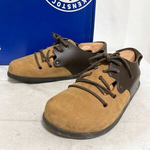 和365★ 箱付き BIRKENSTOCK MONTANA ビルケンシュトック モンタナ レザー シューズ 37 240 ベージュ ダークブラウン レディース