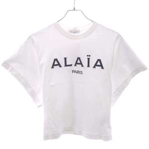 ALAIA アライア ロゴ刺繍ワイドスリーブTシャツ AA9H02913J010 ホワイト 38 IT35YEMY5X4Q