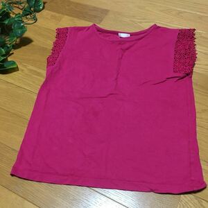 ★GUレース半袖Tシャツ 140サイズピンク　ジーユー