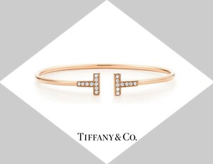 ＊TIFFANY＆CO＊未使用￥76万＊Tワイヤー ダイヤ0.24ct 18Kローズゴールドブレスレット