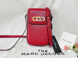 新作 MARC JACOBS マークジェイコブス レザー Jリンク フォンクロスボディ スマホショルダーバッグ レッド 携帯ケース スマホケース