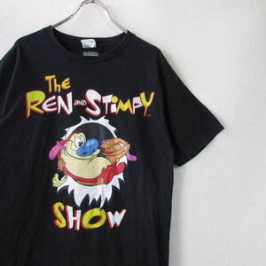 ○良品 THE REN & STIMPY SHOEW レン & スティンピー◆Tシャツ カットソー 半袖 90s◆ユニセックス ブラック Sサイズ