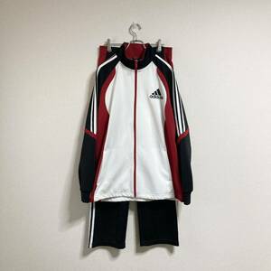 00s Adidas アディダス トラックジャケット ジャージ セットアップ パンツ 白黒赤 - Size L