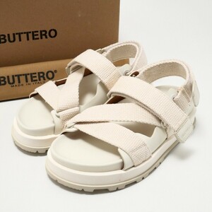 STG9000*《未使用/定価 5.5万円》BUTTERO ブッテロ*ベルクロサンダル*ストラップサンダル*36(23cm相当)*靴*アイボリー系*イタリア製