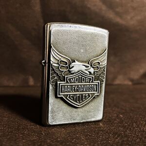 2002年12月製造 Zippo ジッポー 「送料無料」 発火石新品交換 着火確認済み 中古 Harley-Davidson ハーレーダビッドソン [番142]