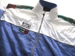 90’sヴィンテージサッカーウェア asicsアシックスun colpo di vento ウインドブレーカーXO/ナイロンジャンバー