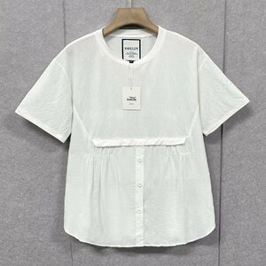 逸品ヨーロッパ製※定価2万◆ブルガリア発※RISELIN 半袖Tシャツ 上質麻混 通気 ソフト 無地 カットソー トップス 可愛い レディース L/48