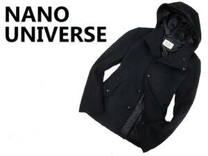 ★即決!美品 NANO UNIVERSE ナノユニバース メルトン フーデッドジャケット M ブラック★